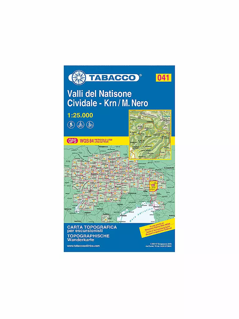 TABACCO | Wanderkarte - Valli del Natisone, Cividale, Krn/Monte Nero 1:25.000 | keine Farbe