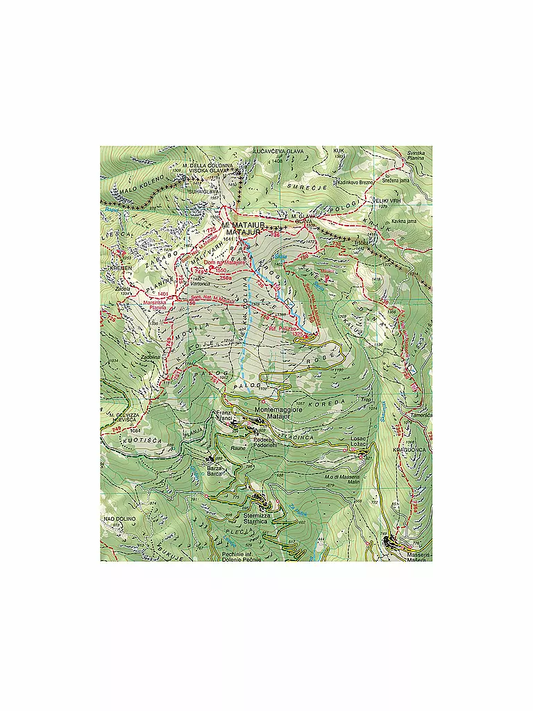 TABACCO | Wanderkarte - Valli del Natisone, Cividale, Krn/Monte Nero 1:25.000 | keine Farbe