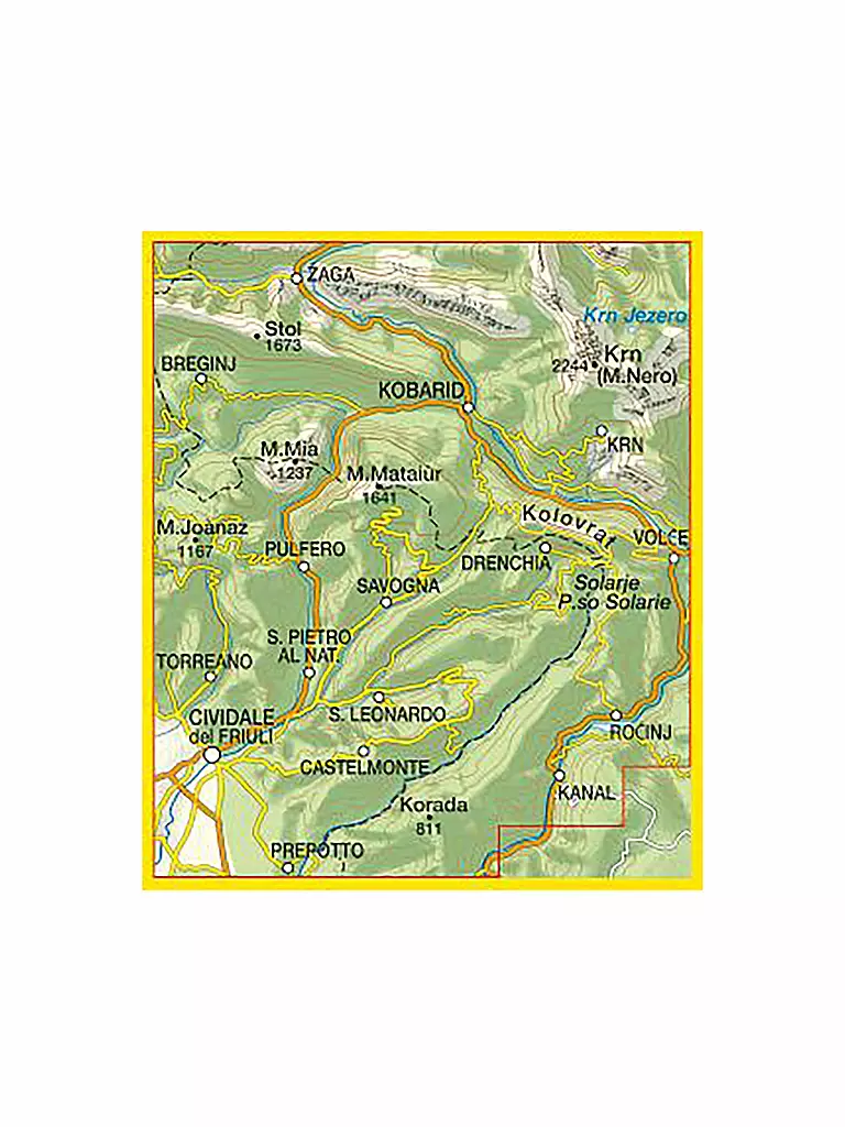 TABACCO | Wanderkarte - Valli del Natisone, Cividale, Krn/Monte Nero 1:25.000 | keine Farbe