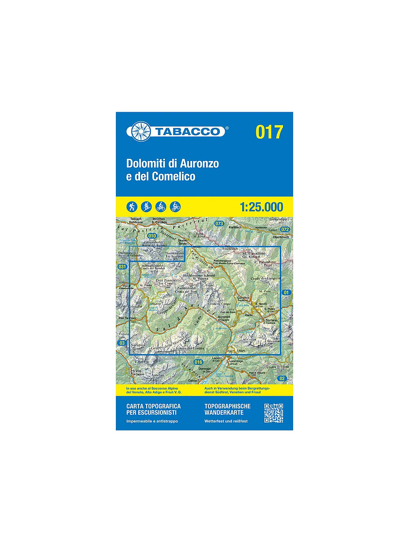 TABACCO | Wanderkarte 017, Dolomiti di Auronzo e del Comelico 1:25.000 | keine Farbe