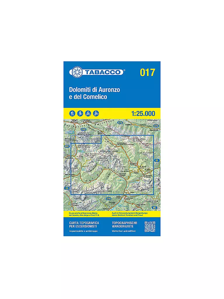 TABACCO | Wanderkarte 017, Dolomiti di Auronzo e del Comelico 1:25.000 | keine Farbe