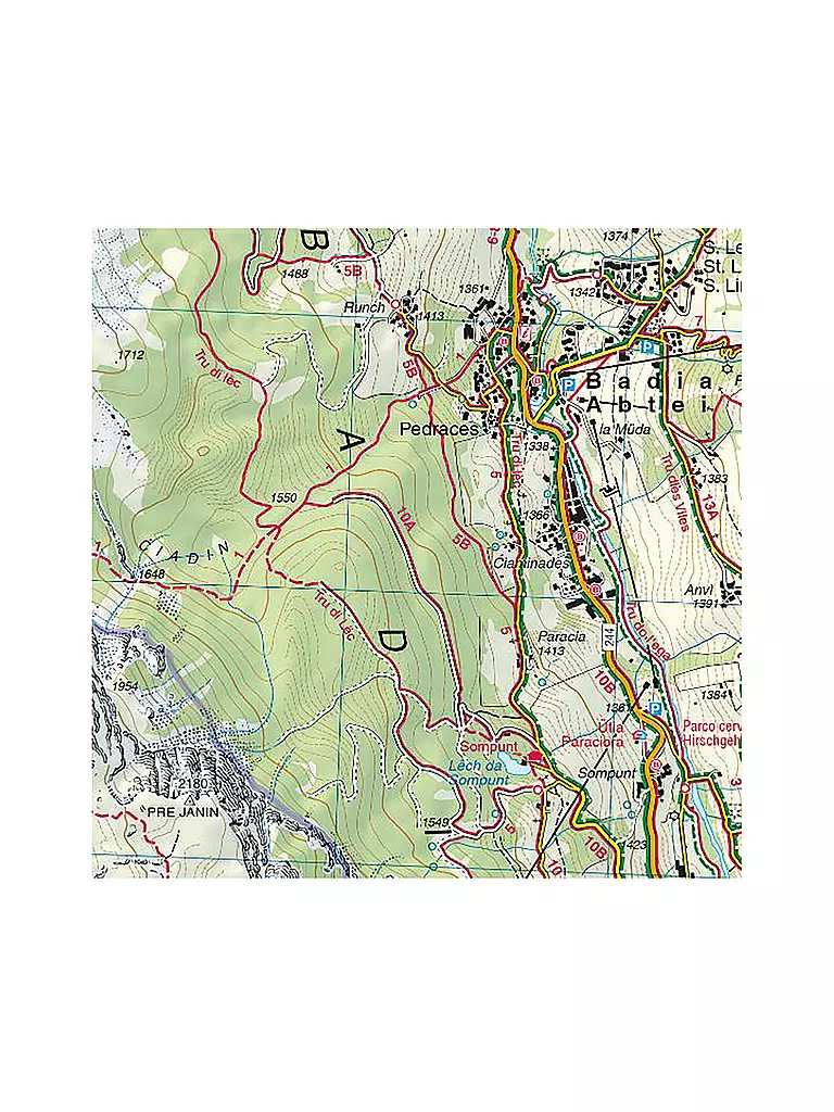 TABACCO | Wanderkarte 07, Alta Badia/Gadertal, Arabba, Marmolada 1:25.000 | keine Farbe