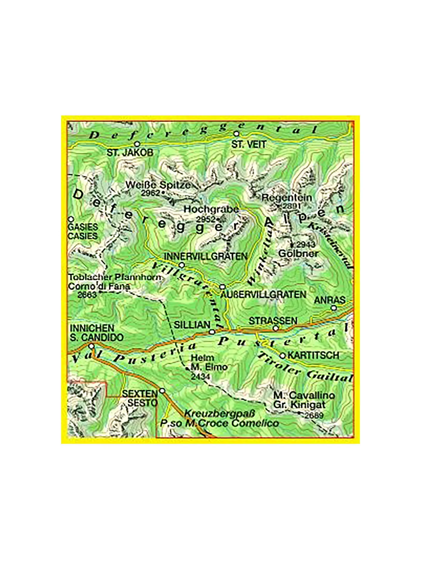 TABACCO | Wanderkarte 073, Villgratental, Sillian, Pustertal, Tiroler Gailtal 1:25.000 | keine Farbe