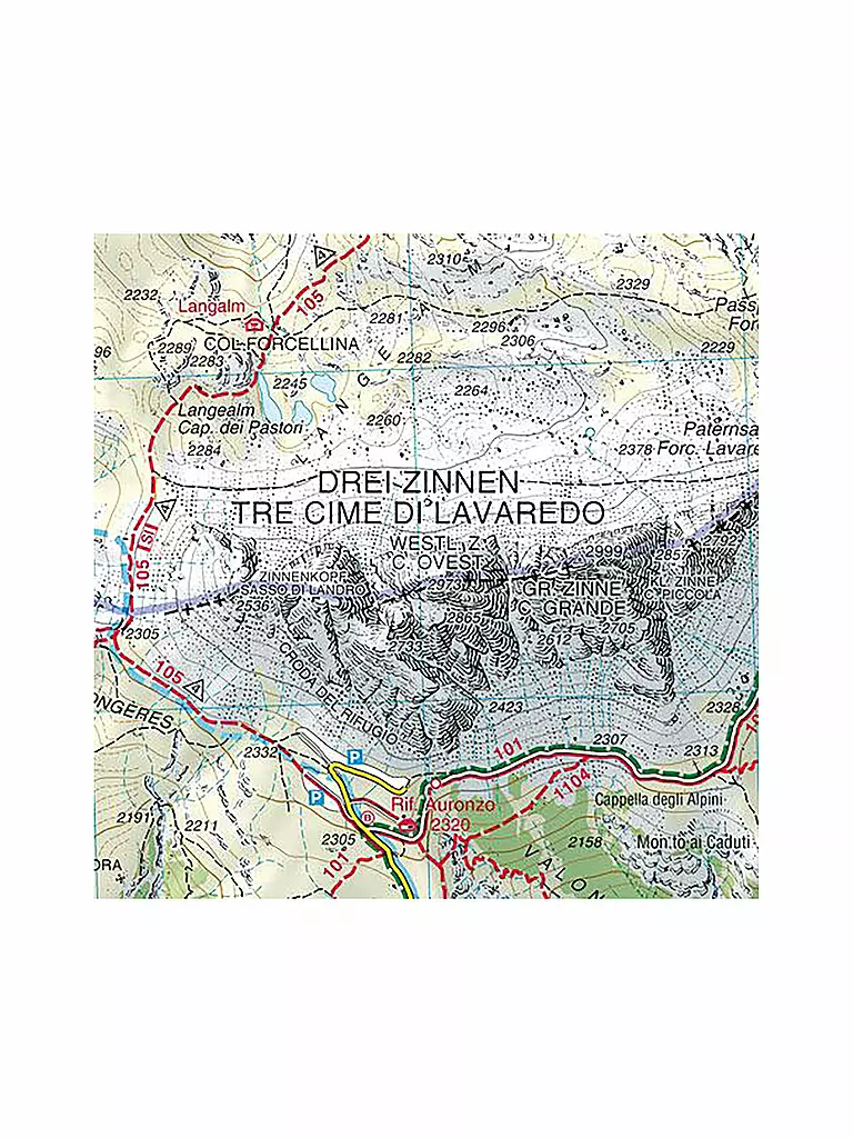 TABACCO | Wanderkarte Sextener Dolomiten/Dolomiti di Sesto Maßstab 1:25.000 | keine Farbe