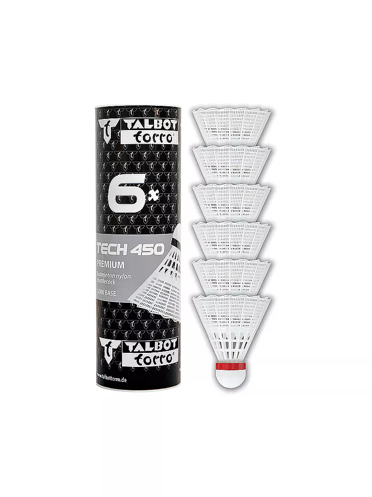 TALBOT TORRO | Badmintonball Tech 450 Premium 6er Dose | rot