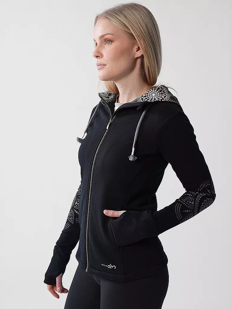 THE SPIRIT OF OM | Damen Yoga Sweatjacke Maui | schwarz