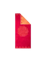 THE SPIRIT OF OM | Liegetuch Happy Flower of Life smaragd/ozeanblau | dunkelrot