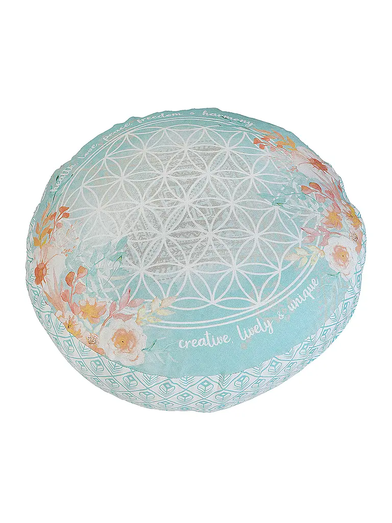 THE SPIRIT OF OM | Meditationskissen rund jade/orange | bunt
