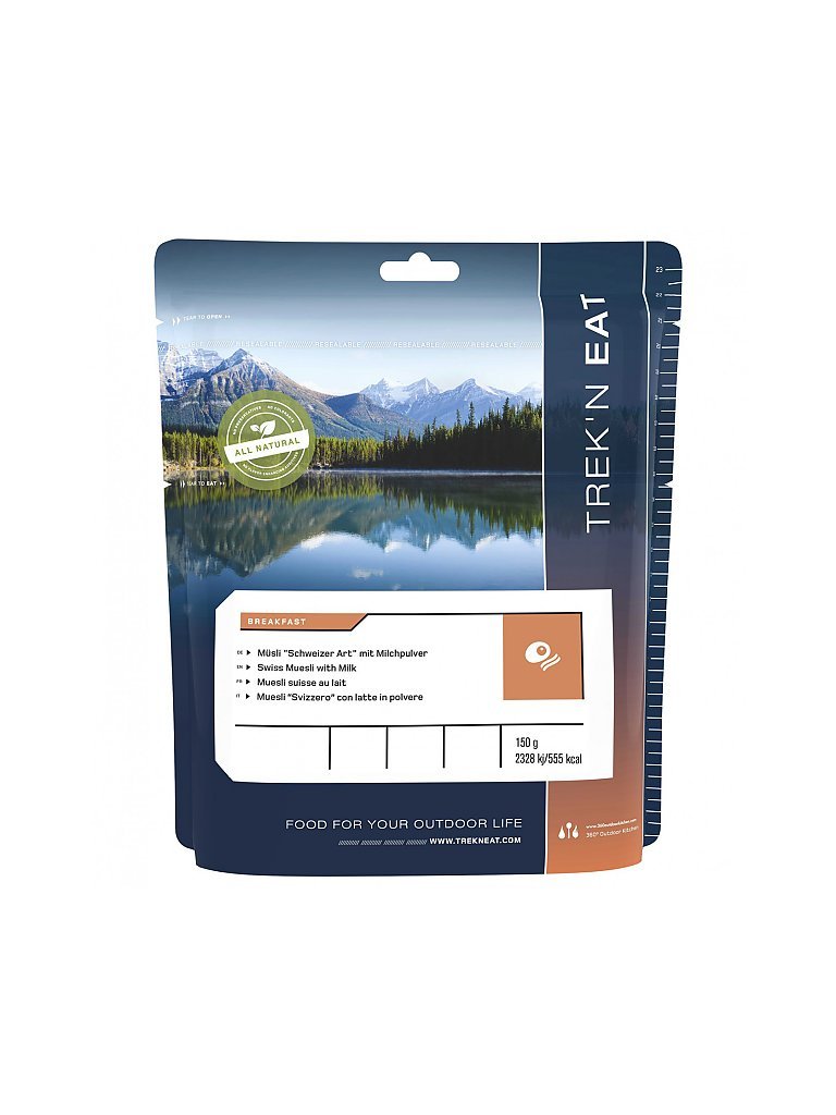 TREKN EAT Outdoorfood Müsli Schweizer Art mit Milchpulver blau