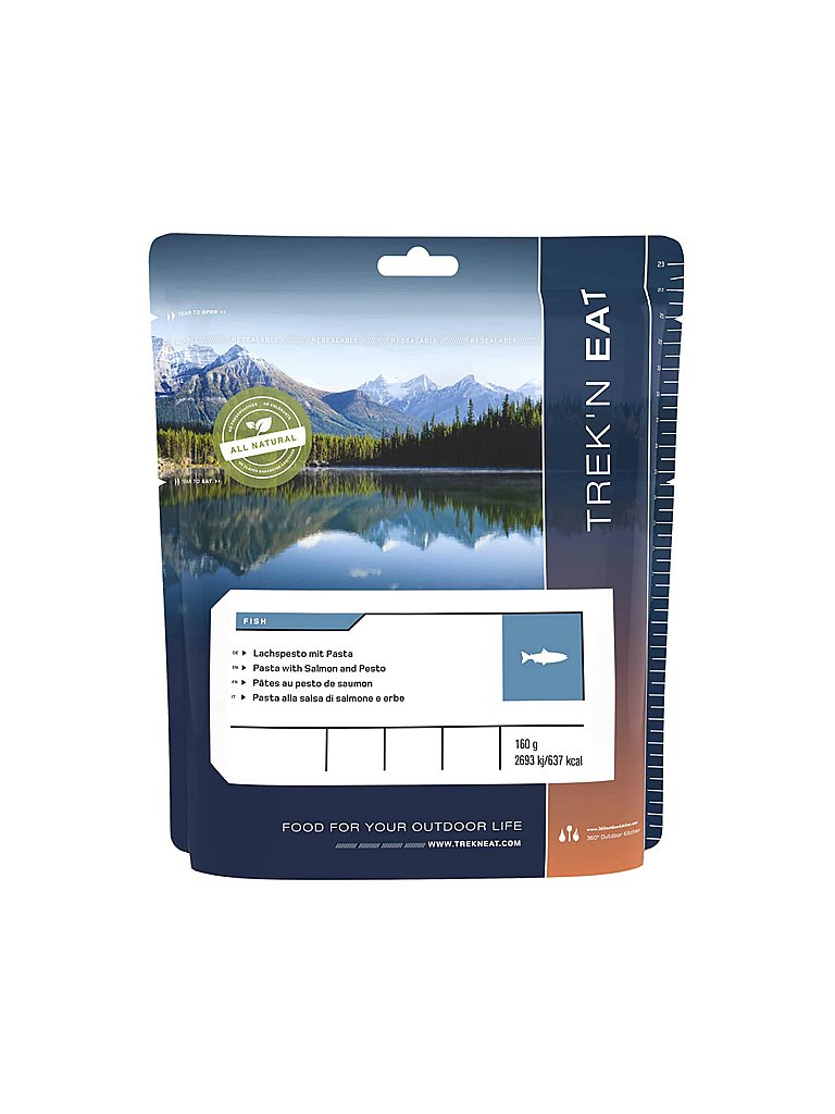 TREKN EAT Outdoorfood Lachspesto mit Pasta blau