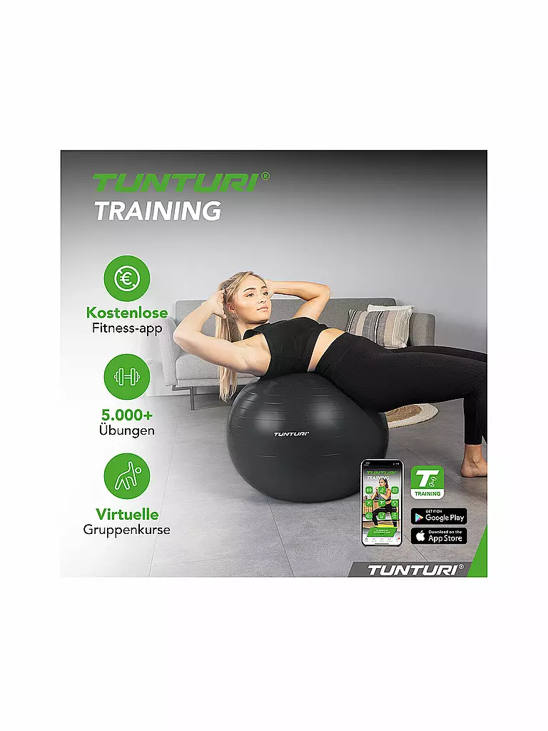 TUNTURI | Gymnastikball Anti Burst 65cm | schwarz