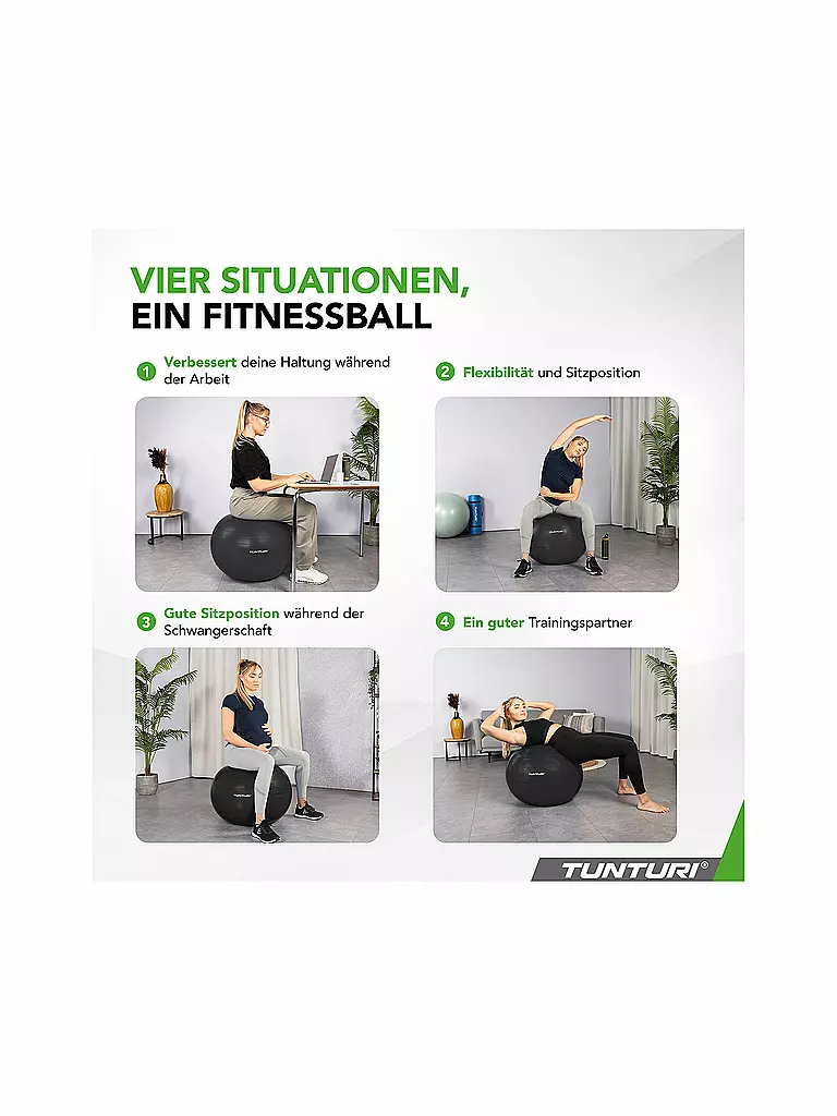 TUNTURI | Gymnastikball Anti Burst 65cm | schwarz