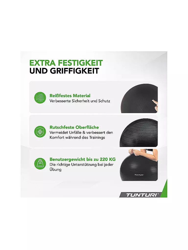 TUNTURI | Gymnastikball Anti Burst 65cm | schwarz