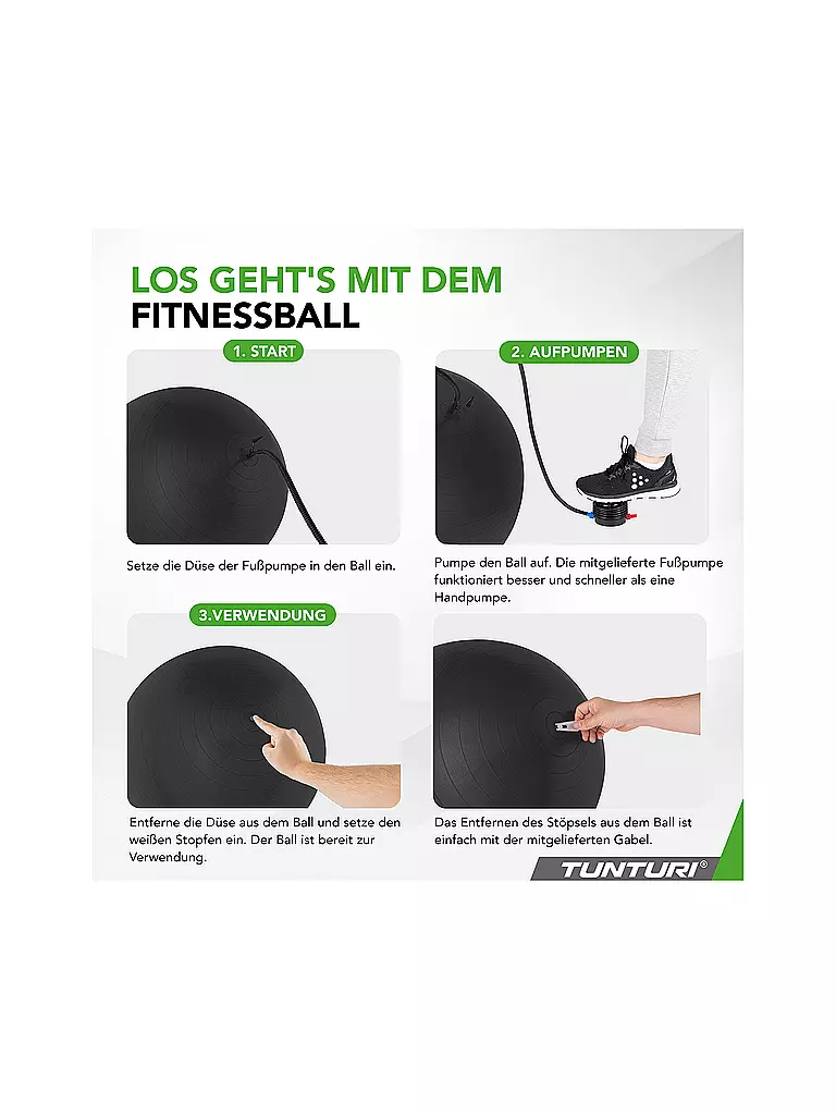 TUNTURI | Gymnastikball Anti Burst 65cm | schwarz
