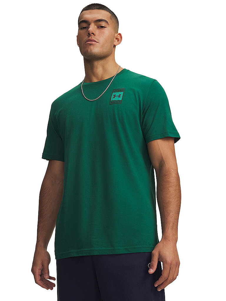 UNDER ARMOUR Herren T-Shirt UA Box Wordmark Logo dunkelgrün | L — Bild 2