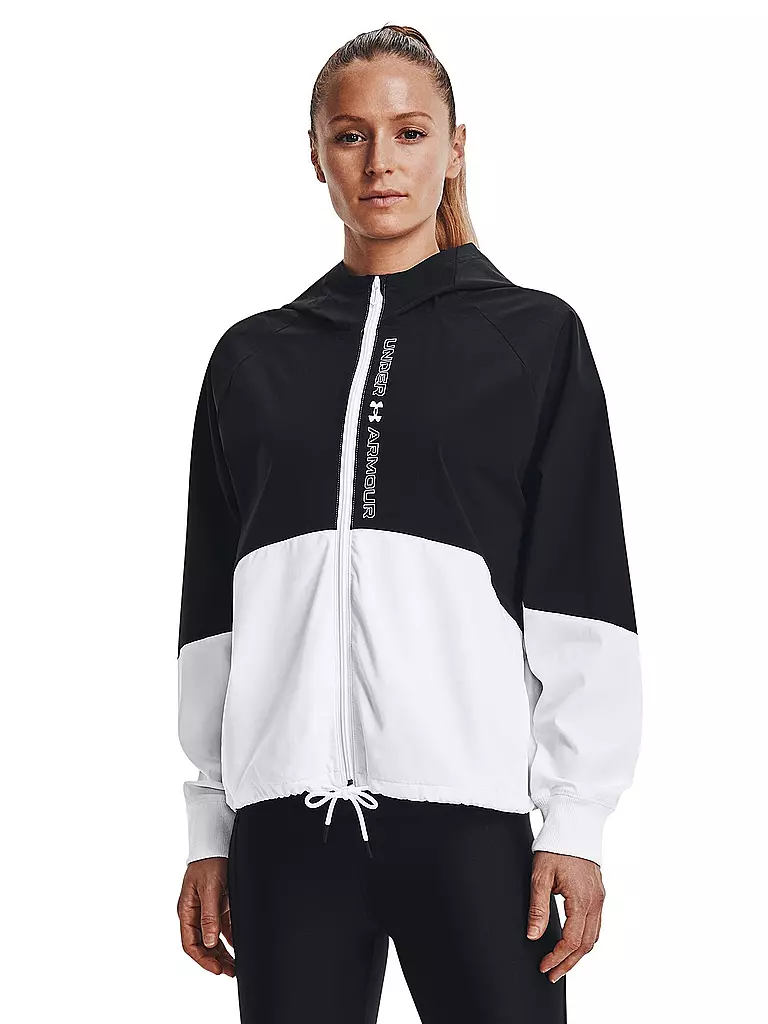 UNDER ARMOUR | Damen Fitnessjacke UA Jacke aus Webstoff mit durchgehendem Zip | schwarz