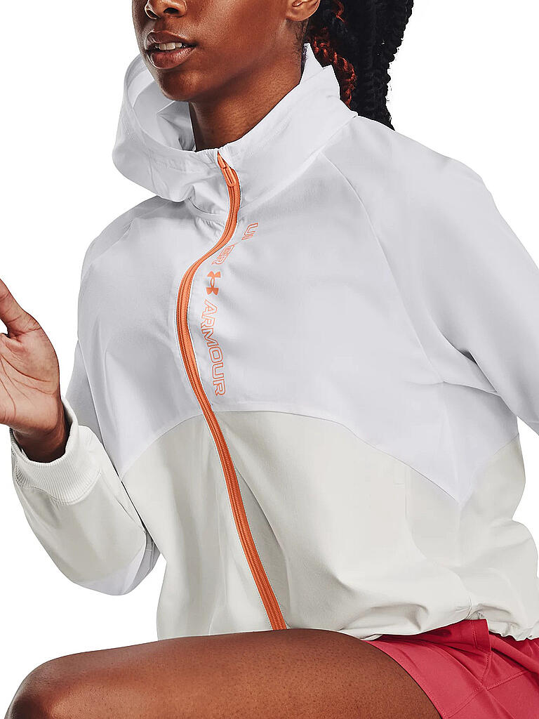 UNDER ARMOUR | Damen Fitnessjacke UA Jacke aus Webstoff mit durchgehendem Zip | weiss