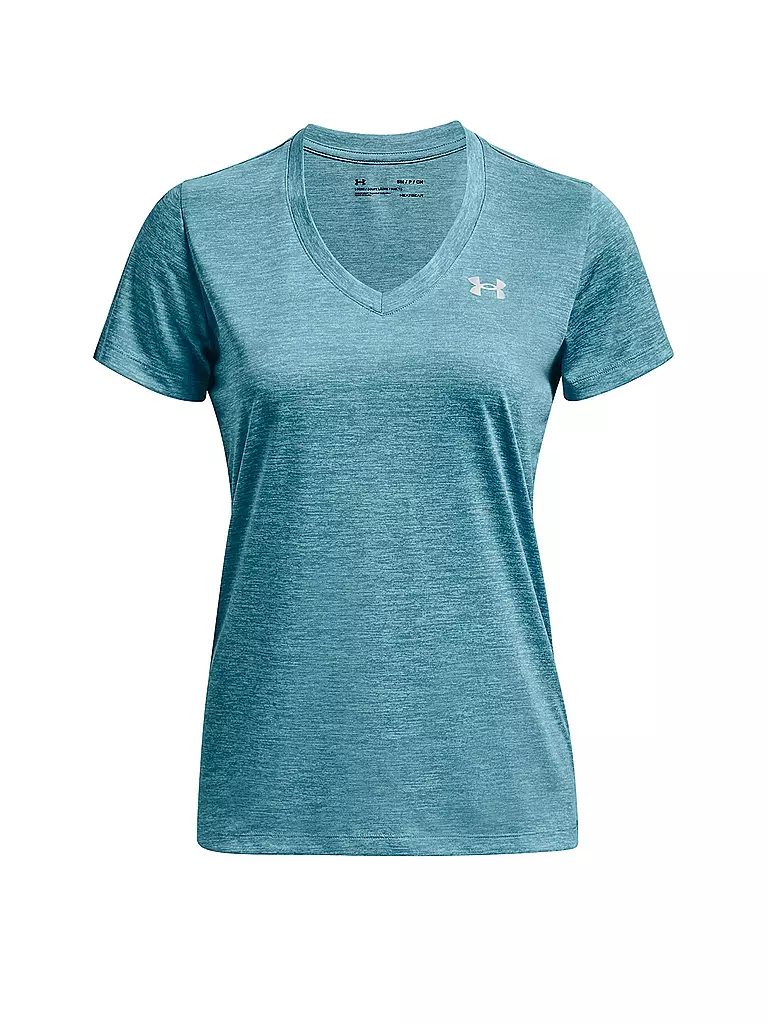 UNDER ARMOUR | Damen Fitnessshirt UA Tech™ Oberteil mit Twist-Effekt und V-Ausschnitt | hellblau