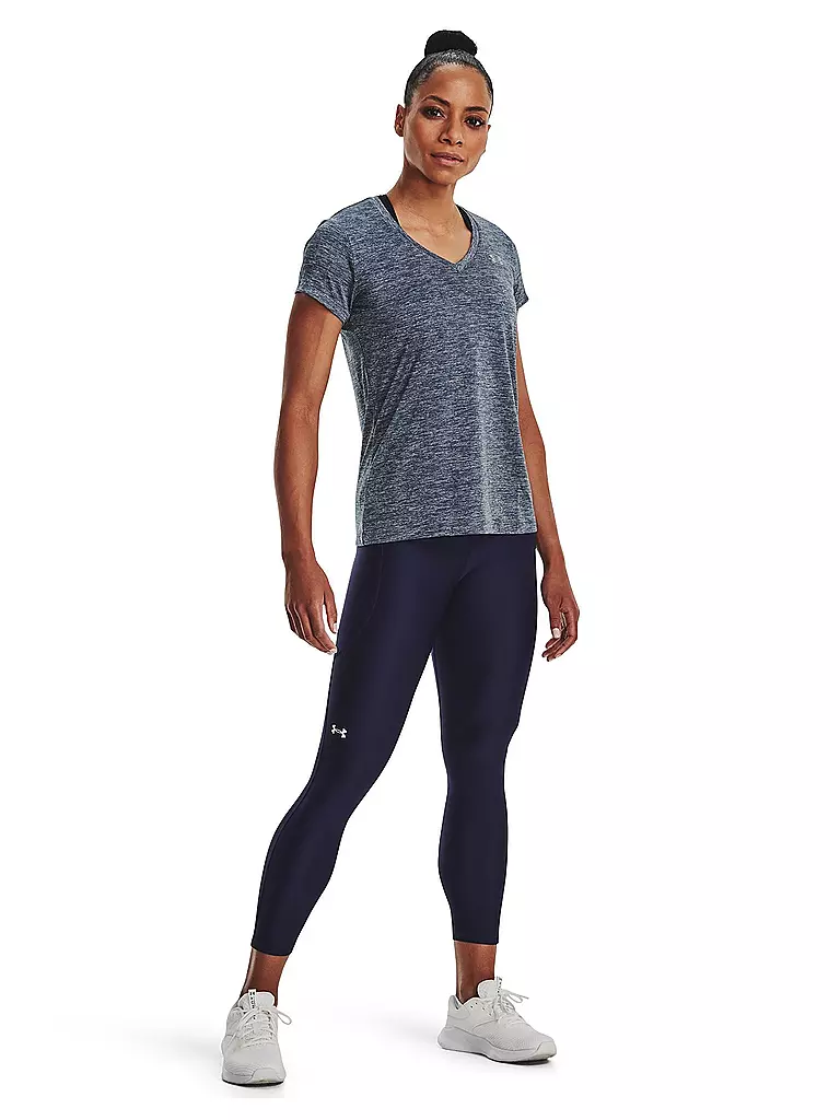 UNDER ARMOUR | Damen Fitnessshirt UA Tech™ Oberteil mit Twist-Effekt und V-Ausschnitt | grau