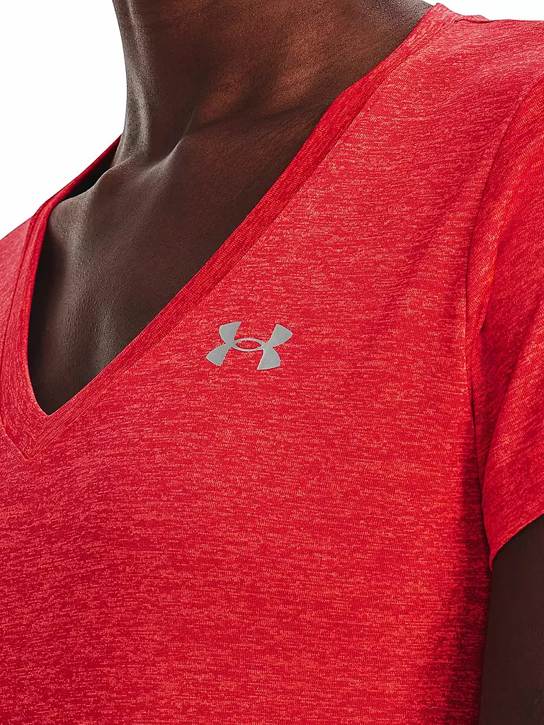 UNDER ARMOUR | Damen Fitnessshirt UA Tech™ Oberteil mit Twist-Effekt und V-Ausschnitt | rot