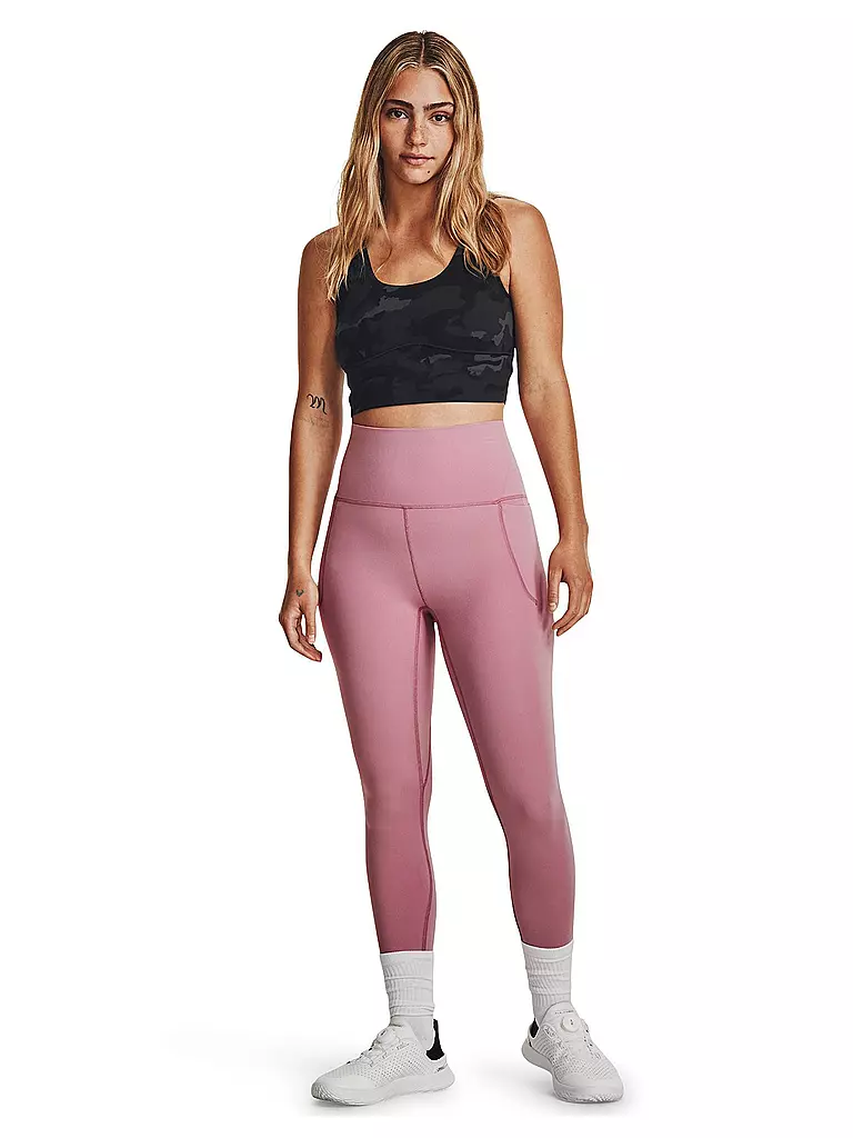 UNDER ARMOUR | Damen Fitnesstank  UA Meridian Fitted Printed Crop | schwarz