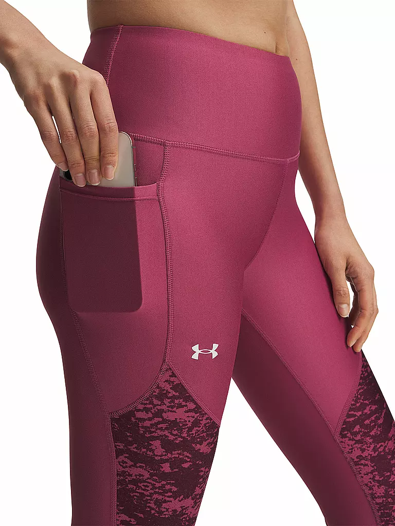 UNDER ARMOUR | Damen Fitnesstight UA Tech™ Printed Panel Ankle 7/8 | beere