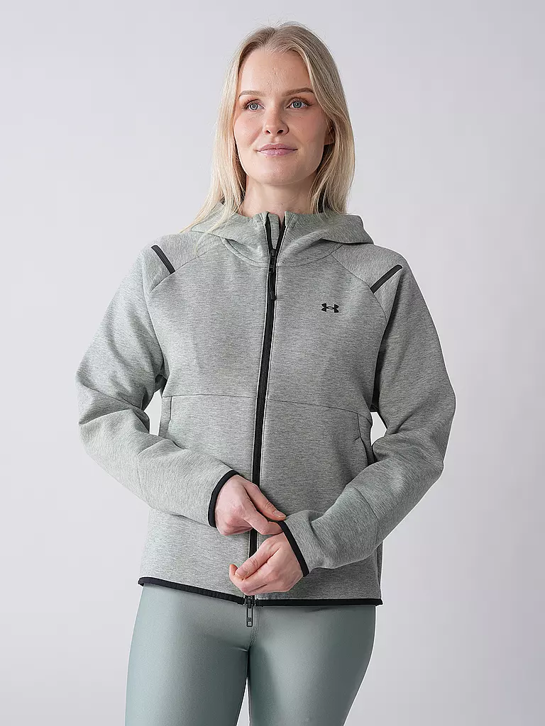 UNDER ARMOUR | Damen Kapuzenjacke UA Unstoppable Fleece mit durchgehendem Zip | olive