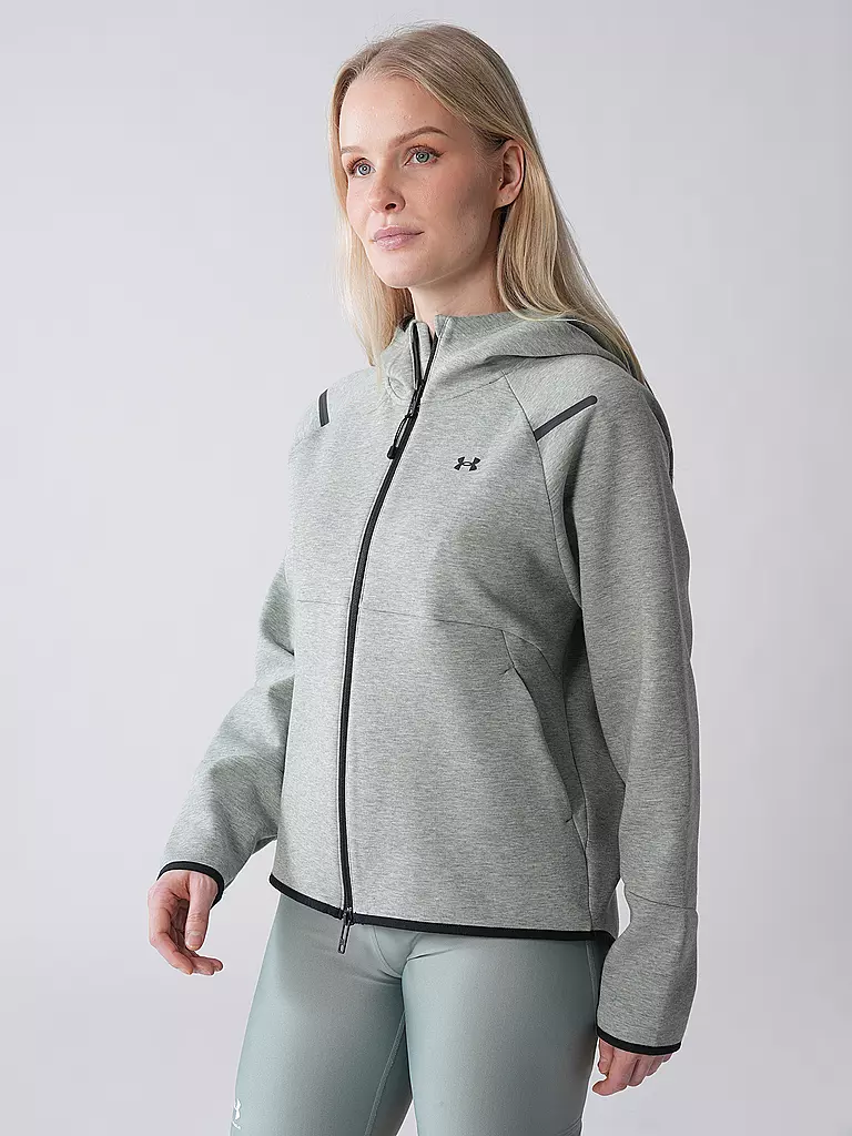UNDER ARMOUR | Damen Kapuzenjacke UA Unstoppable Fleece mit durchgehendem Zip | olive