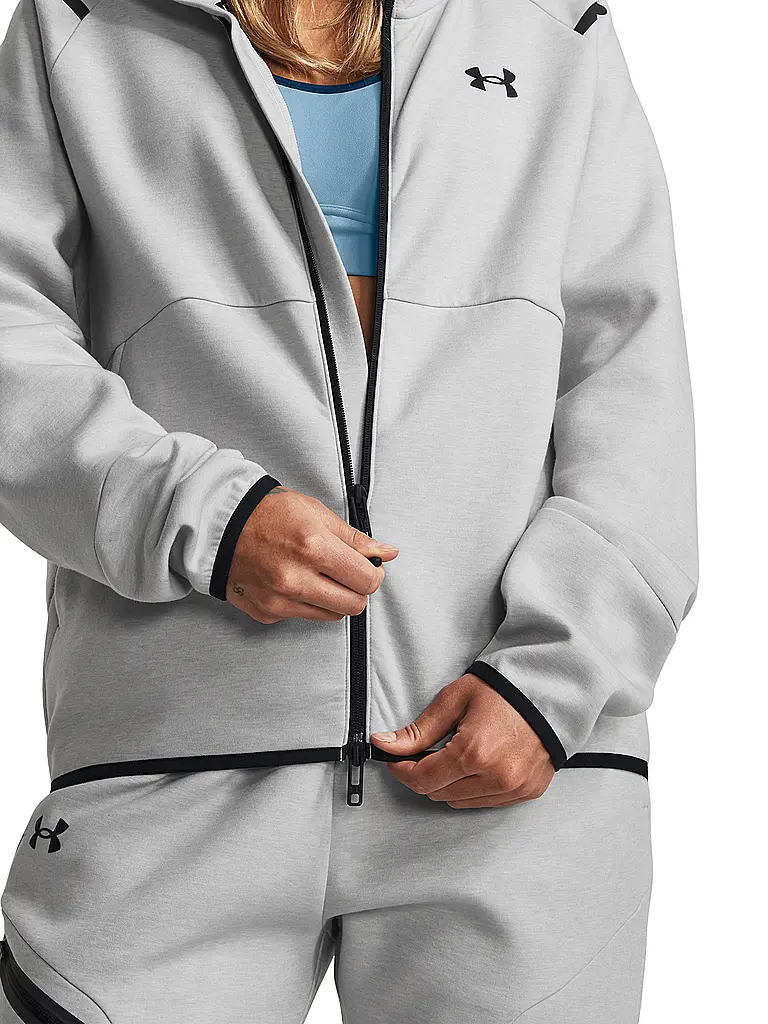 UNDER ARMOUR | Damen Kapuzenjacke UA Unstoppable Fleece mit durchgehendem Zip | Grau