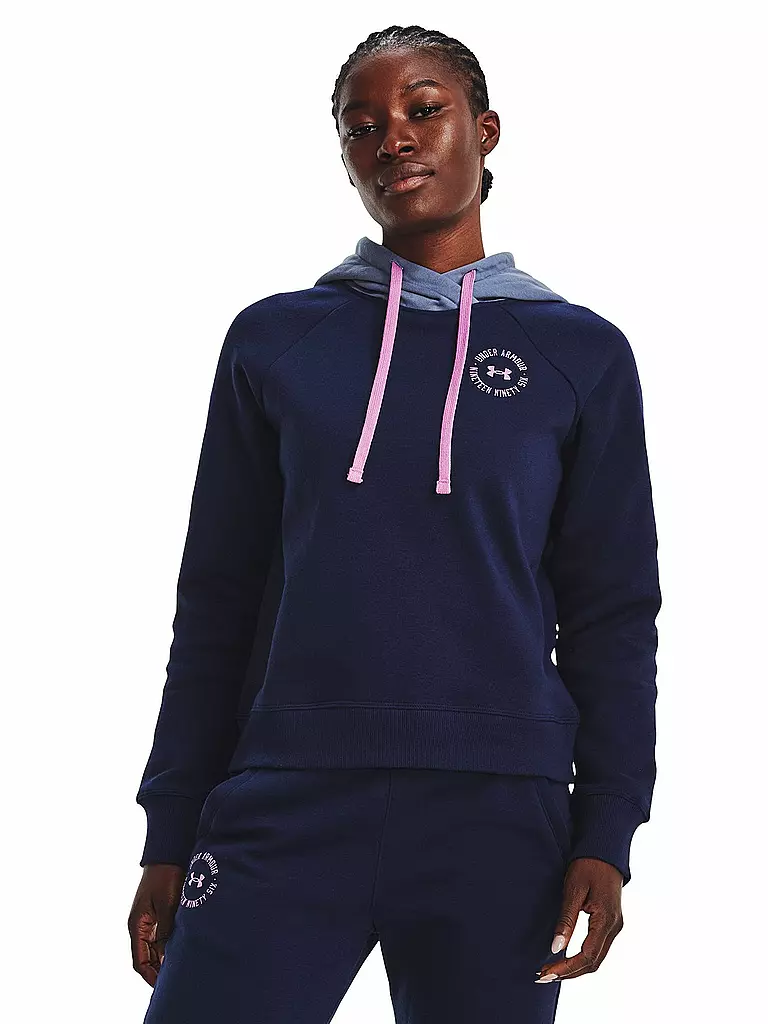 UNDER ARMOUR | Damen Kapuzenpullover UA Rival Fleece Colorblock | dunkelblau