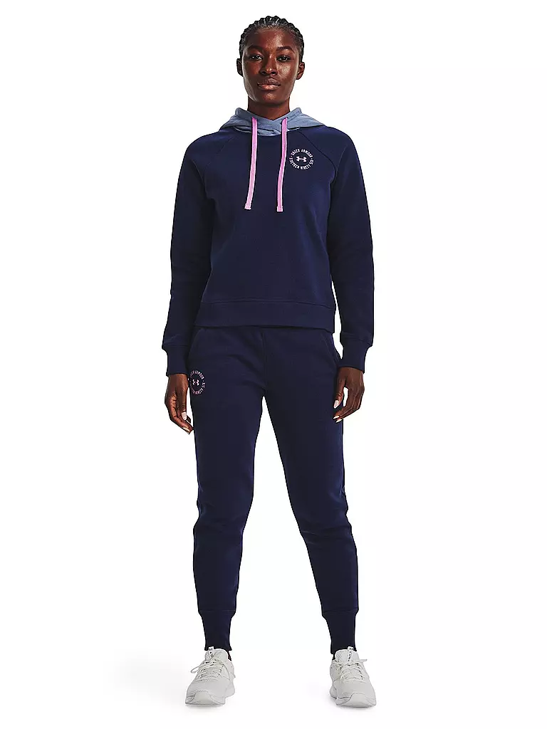 UNDER ARMOUR | Damen Kapuzenpullover UA Rival Fleece Colorblock | dunkelblau