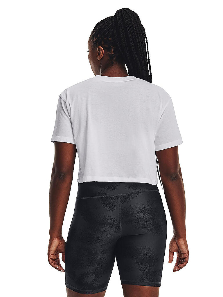 UNDER ARMOUR | Damen T-Shirt UA Branded Logo Crop | weiss