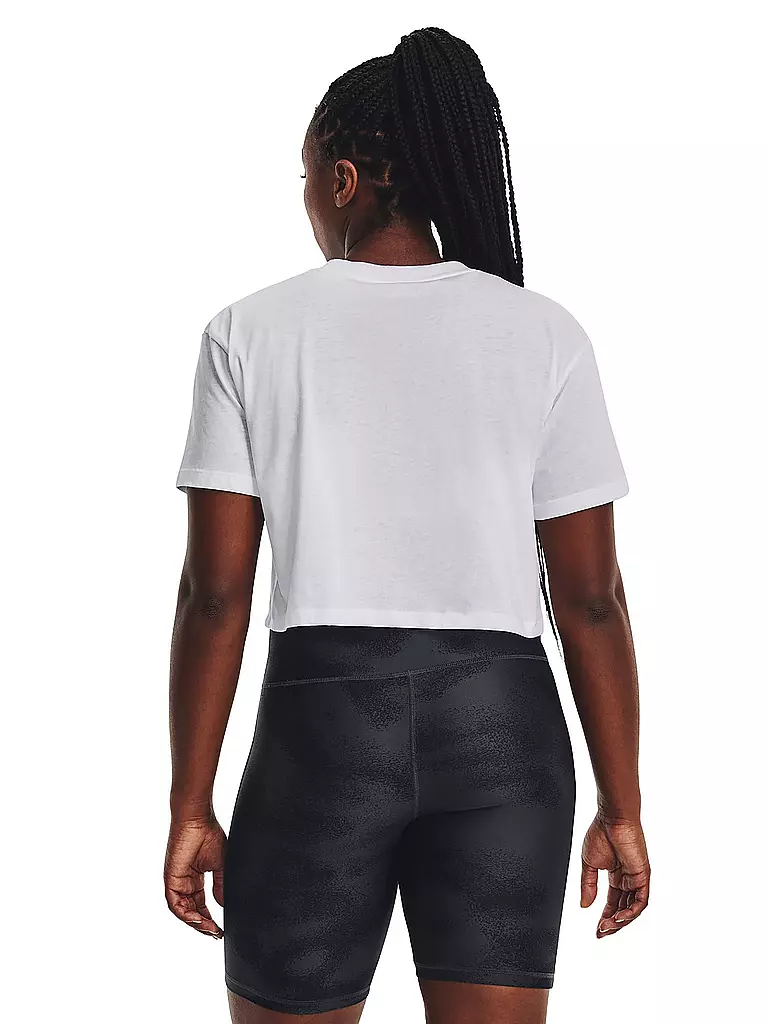 UNDER ARMOUR | Damen T-Shirt UA Branded Logo Crop | weiss