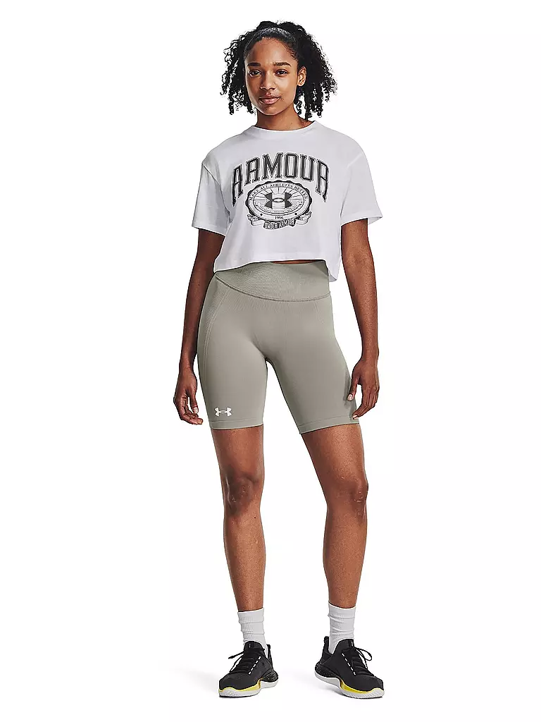 UNDER ARMOUR | Damen T-Shirt UA Collegiate Crop | weiss