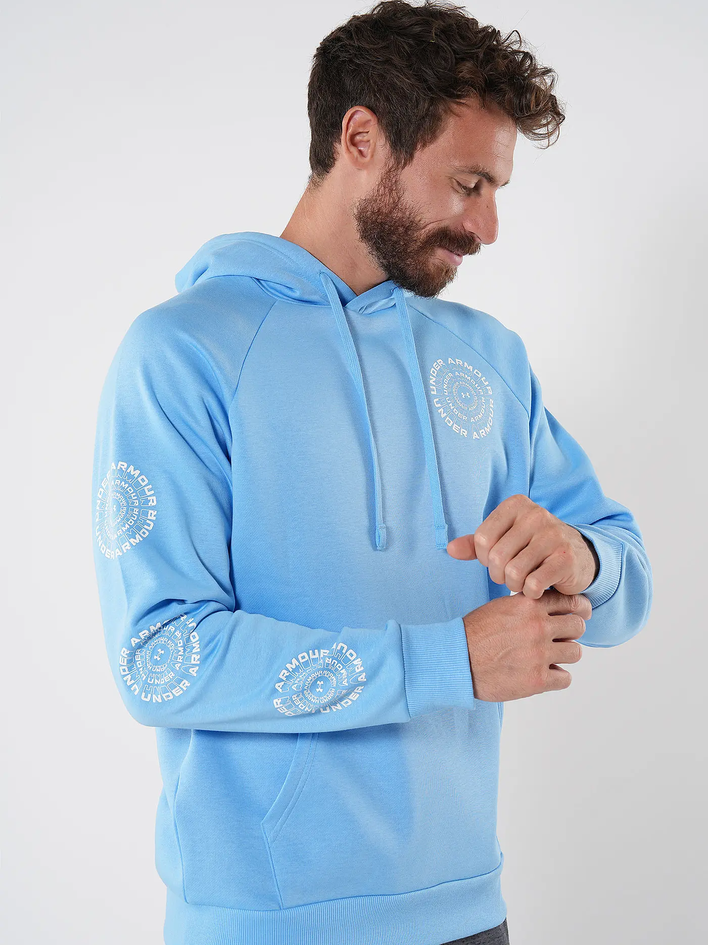 UNDER ARMOUR | Herren Hoodie UA Rival Fleece High Brand Read Logo | hellblau