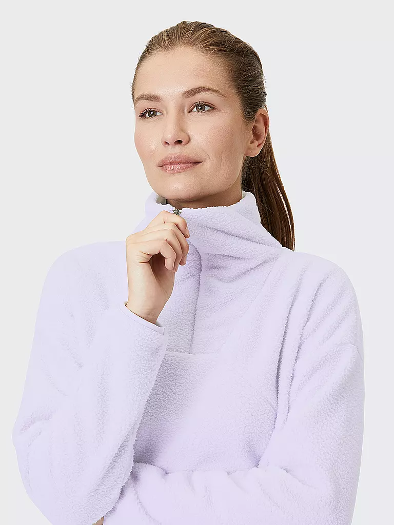 VENICE BEACH | Damen Fitnesssweater Abby mit Zip Teddyfleece | lila