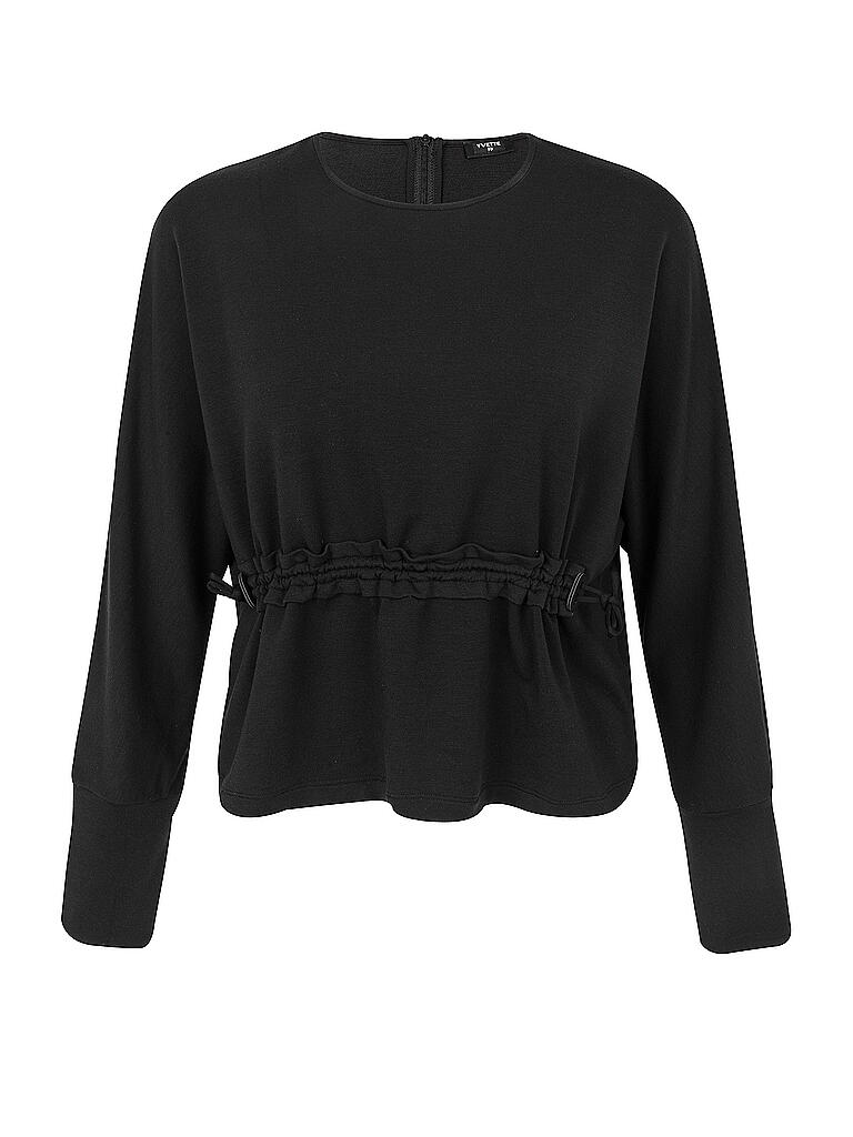 YVETTE | Damen Fitnesssweater Cross Cropped | schwarz